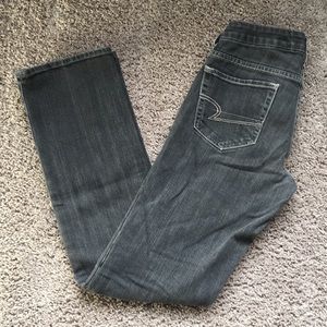 American Eagle AE Straight Leg Faded Black Jeans